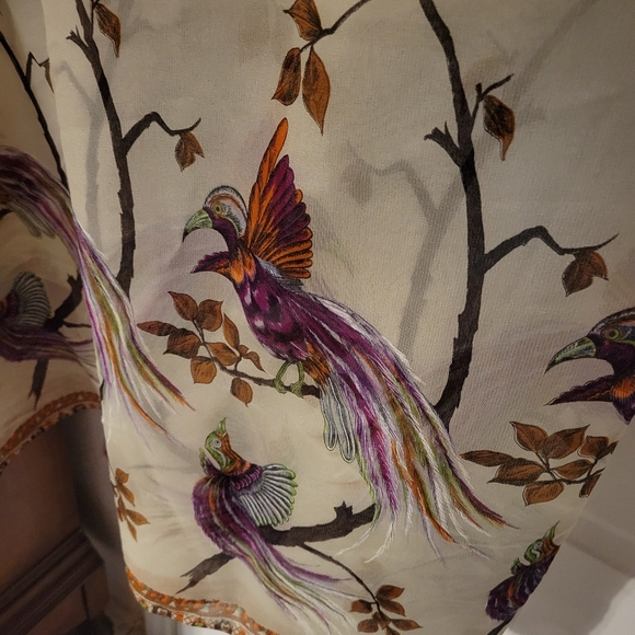 Vintage Colorful Bird Print Fabric - Picture 4 of 11